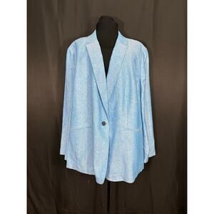 Talbots NWT Linen Blue Blazer Plus Size 22  Single Button Closed
